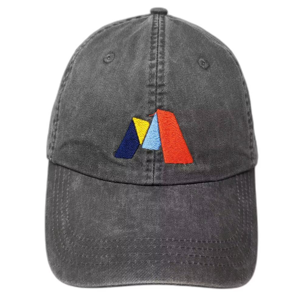 ahead Baseball Cap Gray Blue OS Adjustable Embroidered Mid Fit Slideback Hat